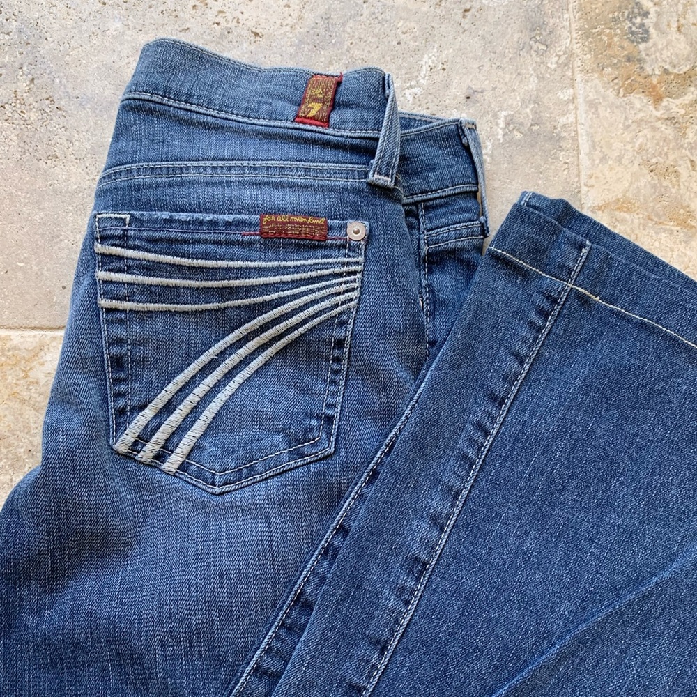 7 For All Mankind Women's Dark Blue Flare Jeans